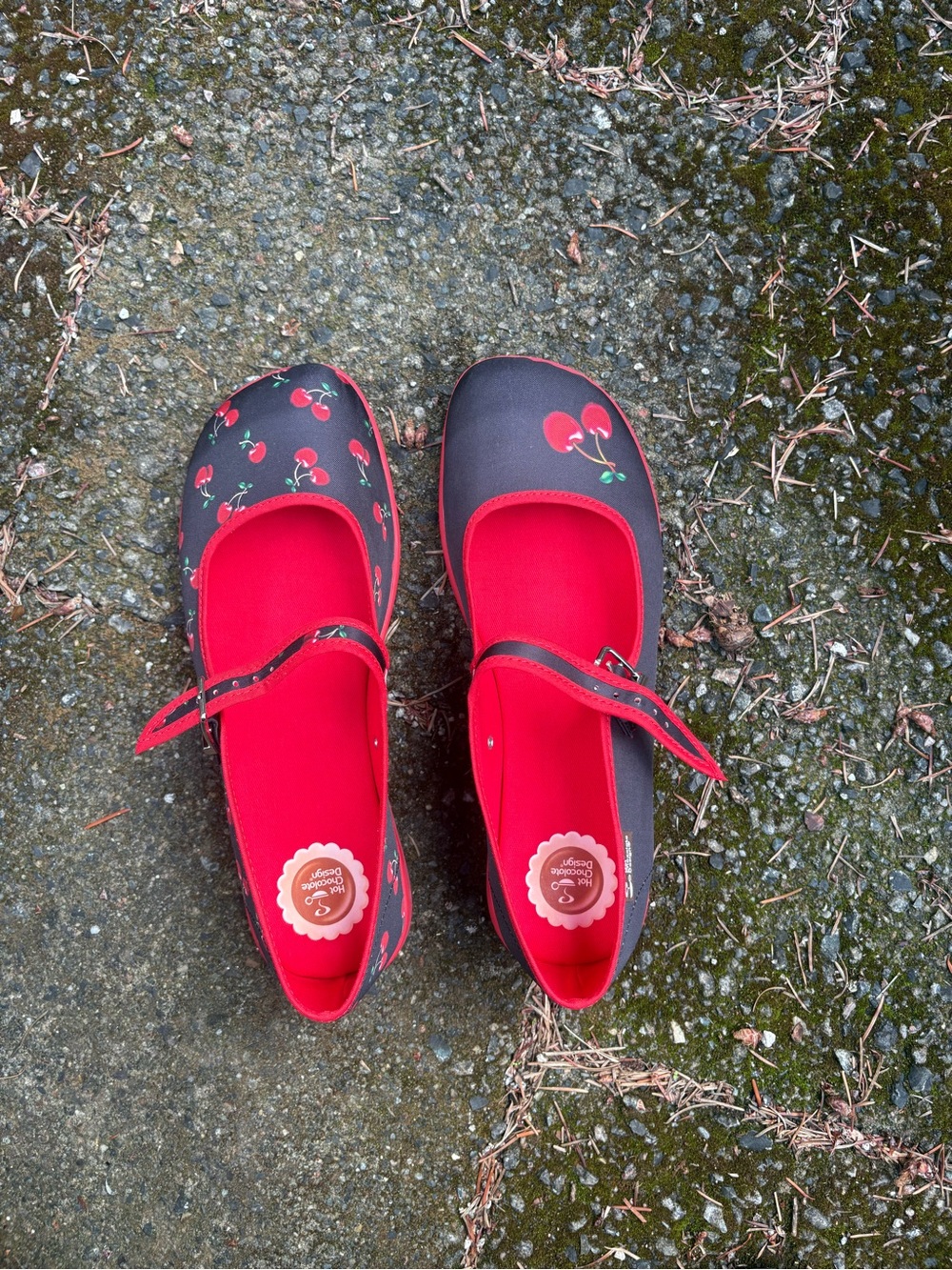 Girls' Black & Red Cherry Mary Jane Shoes